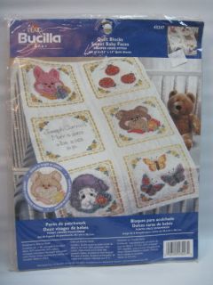   Stamped Cross Stitch Set of 6 Quilt Blocks Bucilla Baby Personalized