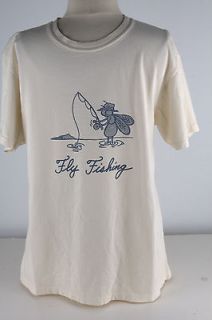 Tommy Bahama Ivory Fly Fishing Tee Shirt Mens 3107