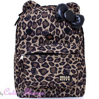 Hello Kitty Leopard School Backpack with Ear 3D Bow 16 Large 