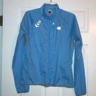 Womens North Face Turquoise Windbreaker Reflective Running Jacket 