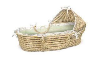 Badger Basket Natural Moses Basket Bassinet Sage Gingham Bedding