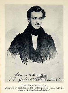 Newly listed 1951 Print Johann Strauss Senior Portrait Waltz Composer 