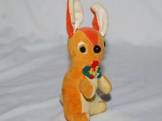 Vintage Small Stuffed Animal Rabbit Bunny Japan orange childs toy