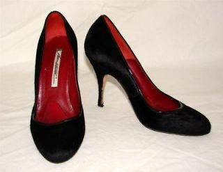 BRIAN ATWOOD CHIC BLACK PONY HAIR PUMPS SHOES sz 36 ½