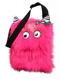 Justice Hot Pink Monster Fur Crossbody Bag Purse 6 7 8 9 10 12 14 16 