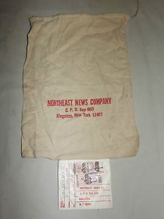 VINTAGE 1970S NORTHEAST NEWS COMPANY KINGSTON NY CLOTH MAIL BAG