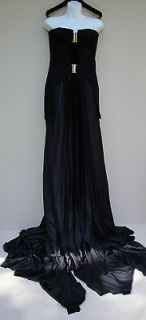 NWT Balmain Resort 2012 $19080 Sz 44 12 Black Silk Suede Evening Dress 