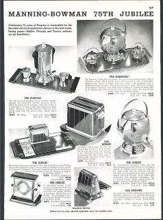 1940 AD Manning Bowman Electric Toasters Mid Century Hostess Sets 