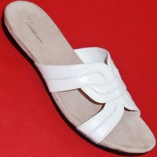 NEW Womens CROFT & BARROW CARLA White Flats Slides Sandals Casual 