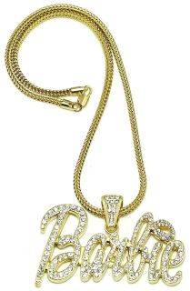 Iced Out Pendant Nicki Minaj Barbie Style Necklace Chain Assorted 