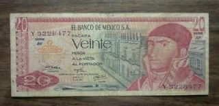   18 Circulated Veinte Pesos $20 Banco De MexicoSA AY Series Y3228477 14