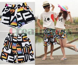 Couple Beach Swim Pants Surf Board Polyester Casual Quick Dry Shorts 
