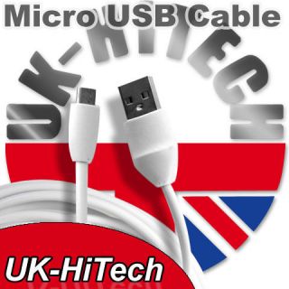 WHITE MICRO USB DATA SYNC CHARGE CABLE FOR HTC HD2 EVO 4G 3D SENSATION 