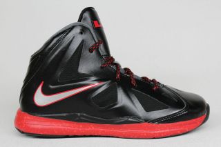 Nike Lebron X 10 Black Chrome University Red Pre School Size Lebron 