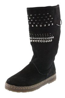 Bearpaw NEW Silverthorne Black Suede Studded Mid Calf Casual Boots 