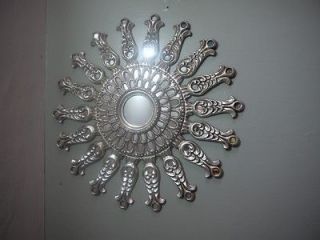 VTG Great stunning sunburst mirror wooden pan de plata SILVER LEAF UFO 
