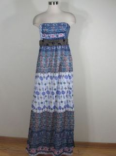 2b bebe Printed Strapless Long Maxi Dress w/ Beads Sz M Medium NWT