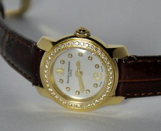Baume & Mercier Capeland Mini Diamond Ladies Mop 18K Gold Swiss Watch 
