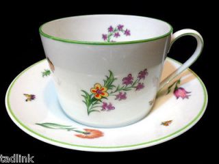   CO. LIMOGES FRANCE TIFFANY GARDENS CHINA TEA CUPS/ SAUCERS BUTTERFLIES