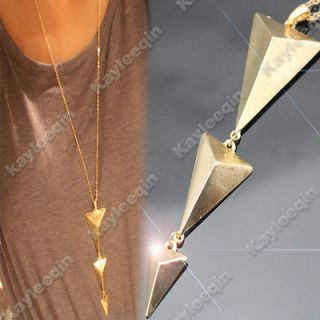   Art Deco 3D Triangle Body Arrow Spike Stud Chain Necklace Goth Punk