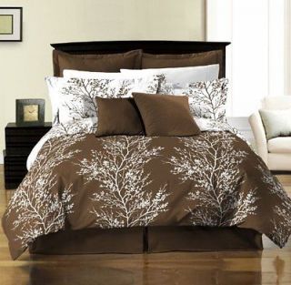   Brown White Tree Branches Bed in a Bag Comforter Set Full Size