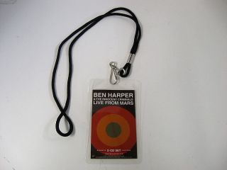 BEN HARPER live from mars PROMOTIONAL LAMINATE badge PROMO laniard 
