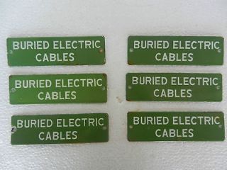 Pieces Vintage Buried Electric Cables Porcelain Enamel Sign Boards 