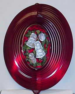 Christmas Crystal Bells Metal Dark Red Hanging Spinner with AMIA 8024 