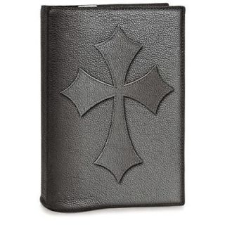   Soft Top Grain Genuine Leather Flared Cross Bible Cover in LARGE Size