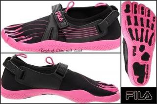 Fila Skele toes BLACK/HOT PINK EZ Slide Shoes Sizes 7, 8