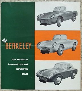BERKELEY CAR RANGE Sales Brochure c1958 328cc Standard/De Luxe & 492cc 