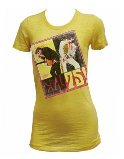Elvis Presley Retro Yellow Ladies T Shirt, Small, Bust 26   28