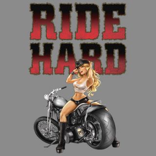   Ride Hard Motorcycle Chopper Bike Week Rally Davidson Helmet Hottie