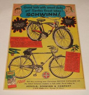 1953 Schwinn BLACK PHANTOM + TRAVELER bicycle ad page