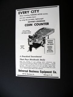 Downey Johnson Coin Counter machine 1947 print Ad