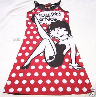 Betty Boop Ladies Red Black Printed Nightie Size S New