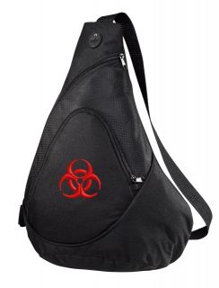Biohazard Symbol Embroidered Black Sling Pack bag backpack