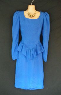VINTAGE BEYOND RETRO BLUE SATIN DALLAS STYLE 80S PARTY DRESS 10