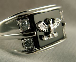 BLACK ONYX EAGLE MENS RING 318 stainless steel size 14