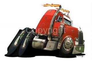 Peterbilt Semi Big Rig Truck Cartoon T shirt #1030 hauler cab