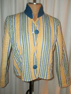 Heirlooms Laguna Beach Two Button Stripe Quilt w/ Denim Trim Jacket 