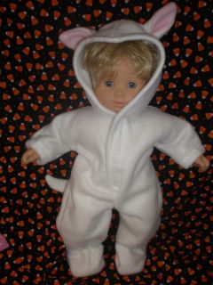 CLOTHES BITTY BABY / TWINS WHITE CAT HALLOWEEN COSTUME /SLEEPER