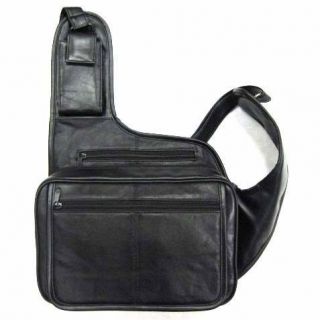 BLACK OR BROWN Lambskin Leather Sling Backpack Purse Shoulder Bag 