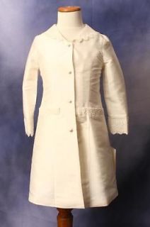 NWT Biscotti Ivory Silk Lace Ruffled Dress w/Matching Dressy Coat 2 