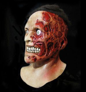 Burned Face Zombie Two Faced Man Zombie Monster Adult Latex Halloween 