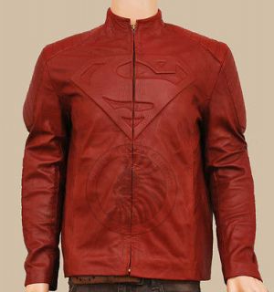 Superman Smallville Red Leather Jacket with Superman Embossed Emblem 
