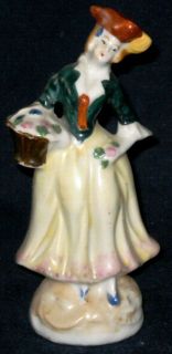 OCCUPIED JAPAN Lady Tricorn Hat Flower Seller Figurine