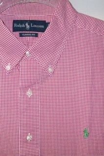NWT POLO RALPH LAUREN CLASSIC FIT GINGHAM PLAID SHIRT RED WHITE XLARGE 