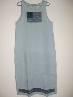 Blair Sleeveless Round Neck Hem Embroidered American Flag Dress PS 