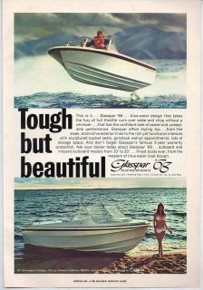1968 Vintage Ad Glasspar Bluewater Boats Commodore Charger,Flying V 